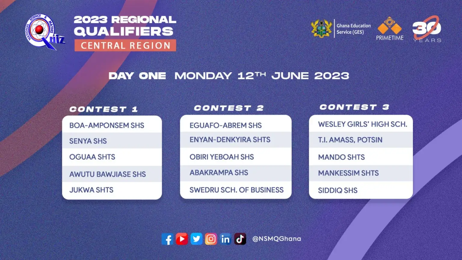 Schedule for Central region