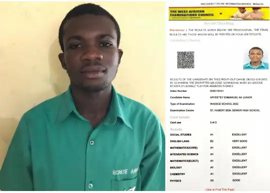 Nana Addo graduate with 6As & 2Bs WASSCE result couldn’t pursue further education due to financial challenges