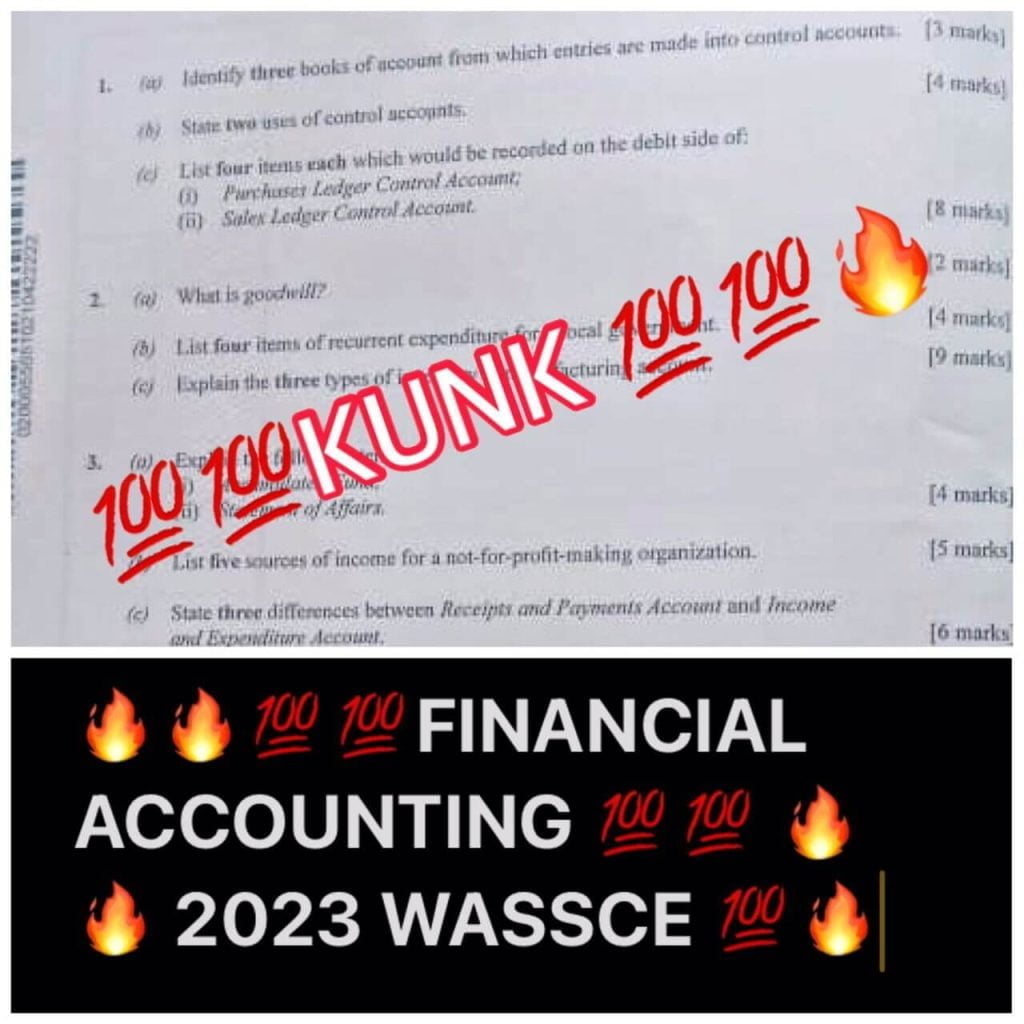 2023 WASSCE Financial Accounting Sample Questions