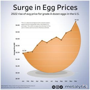 Egg prices in the US soared to historic highs in 2023