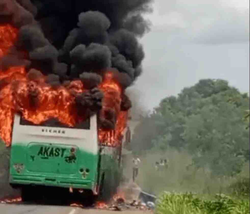 Bus Carrying Students Catches Fire At Akatsi