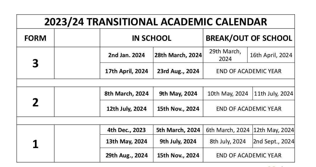 2023/2024 Academic Calendar For Basic Schools And SHS