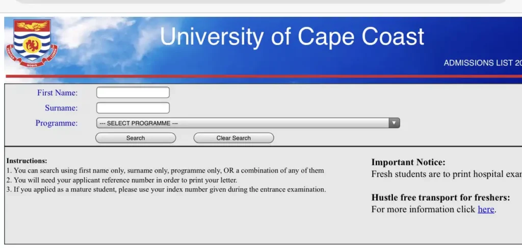 UCC Releases Admission List, See How to Check Here