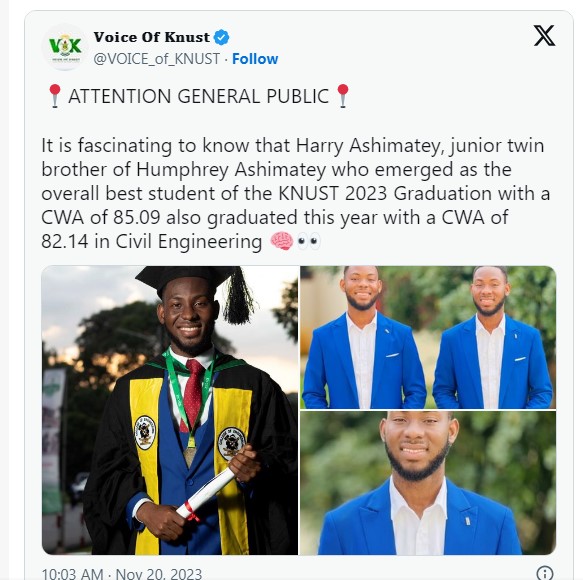 KNUST’s 2023 Best Graduating Student-Humphrey Ashimatey