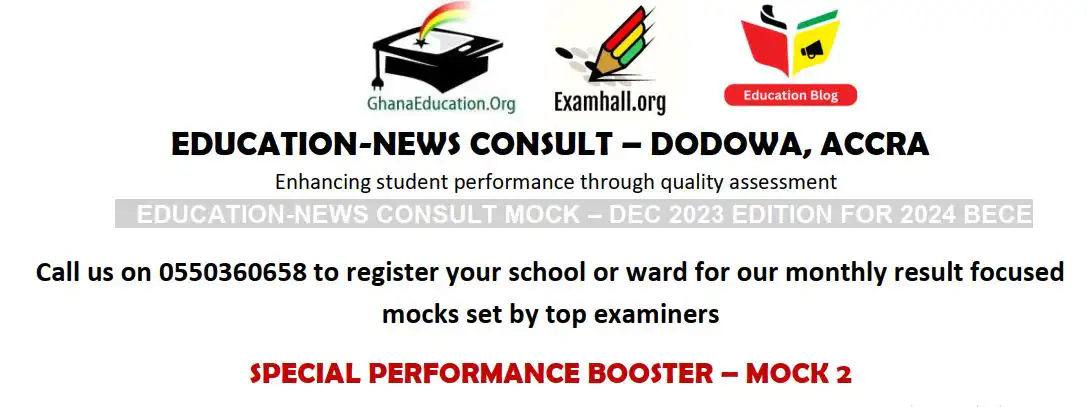 Mock 2 for JHS3 (2024 BECE Candidates): Pay and download instantly.