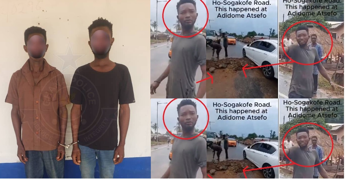 Ghana police arrests 2 Voltarians captured on video damages to erect unauthorizes speed ramp