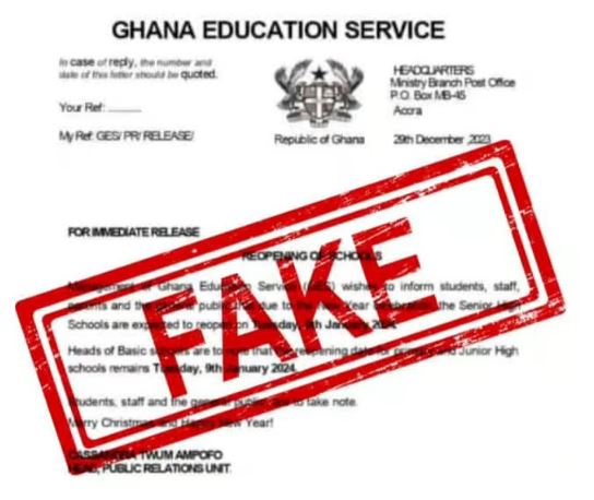 Date for reopening has not changed: Fake! Please disregard- GES reacts