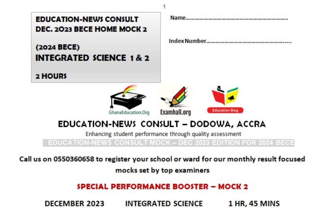 2024 BECE Integrated Science Mock 2