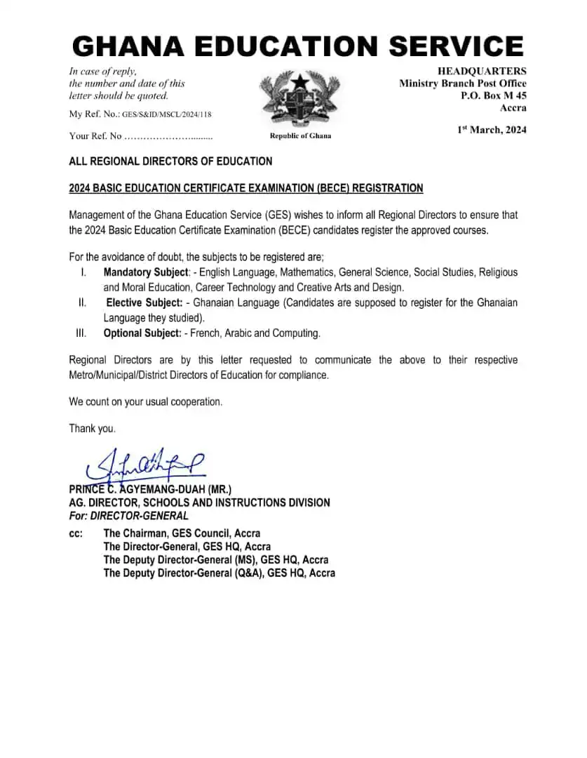 GES, NaCCA Confused Over BECE Subject Categorization