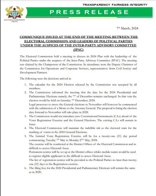 The EC Upholds GH¢100k Presidential Filing Fee