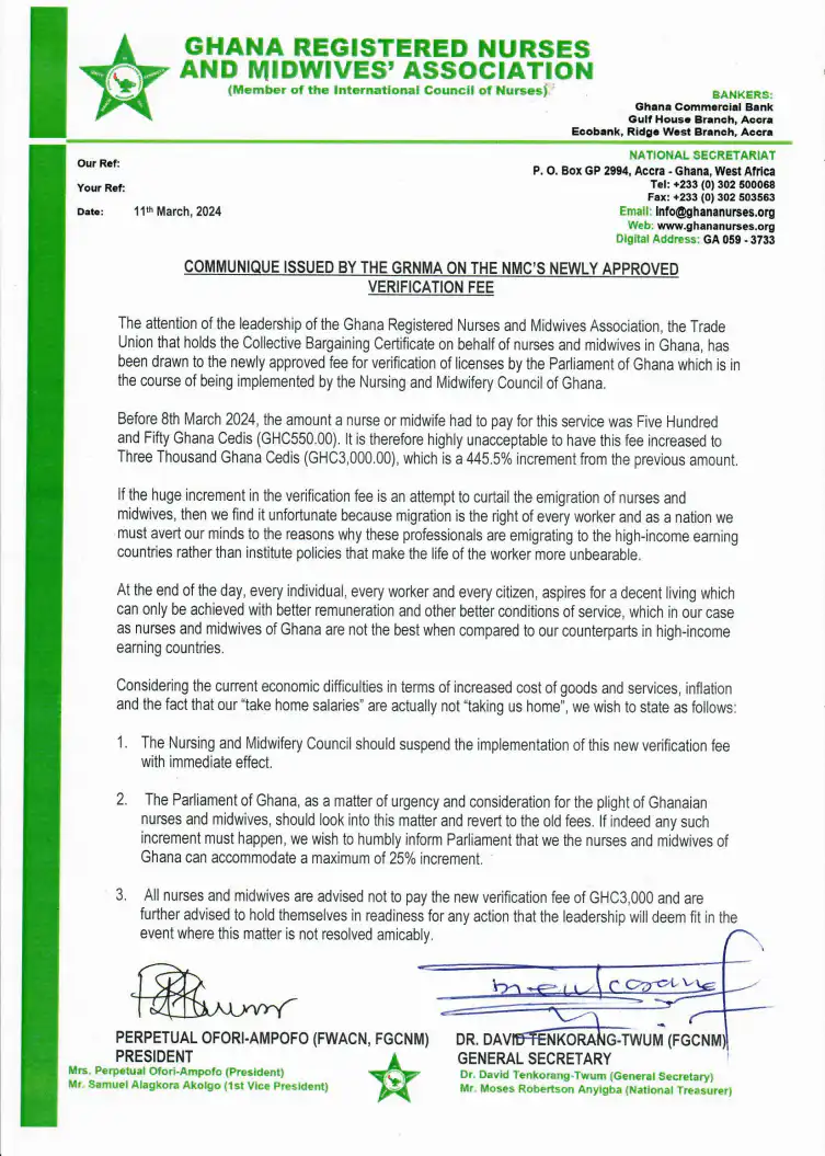 GRNMA Opposes NMC Verification Fee Hike