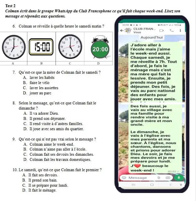 WAEC Sample BECE French Questions Paper 1 CCPC French Test 2