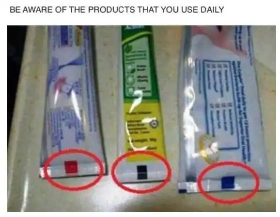 Meaning of colours on toothpaste tubes