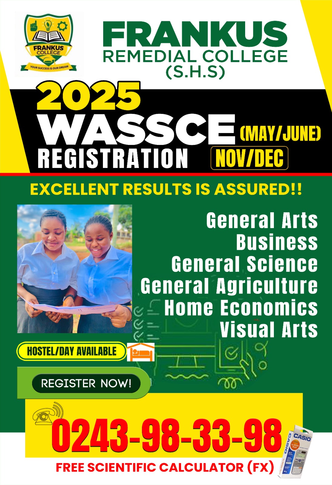 2025 WASSCE May/June Biometric Registration with Frankus Remedial College Open