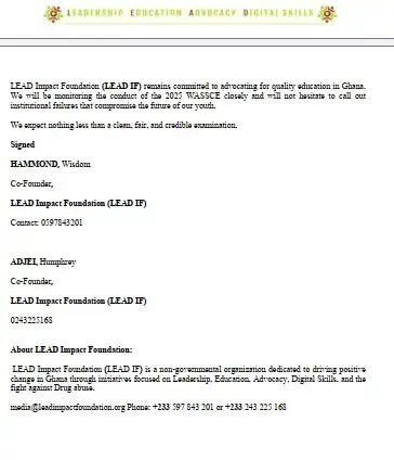 Deal with WASSCE exam malpractices as 2025 WASSCE kicks off - LEADIF to WAEC