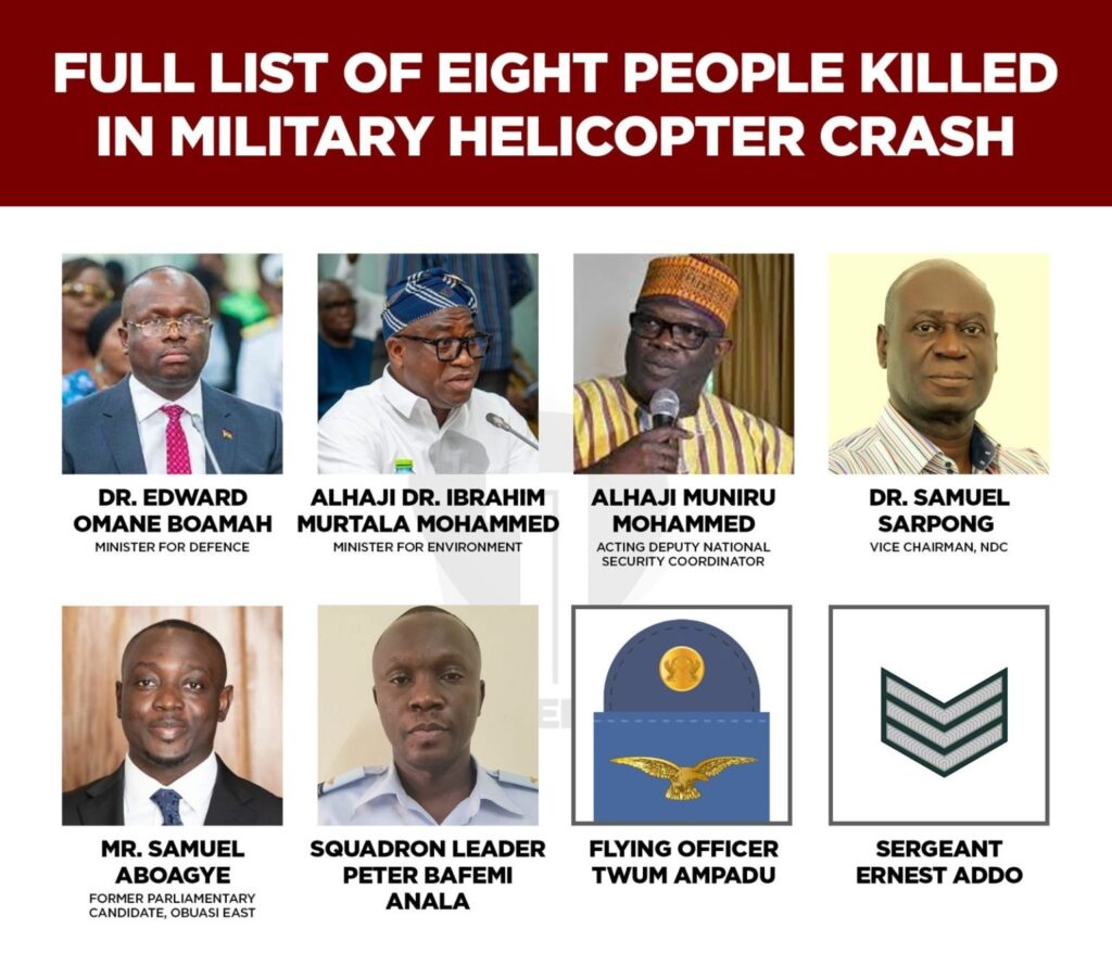 See the 8 heroes of Ghana who killed the military helicopter crash