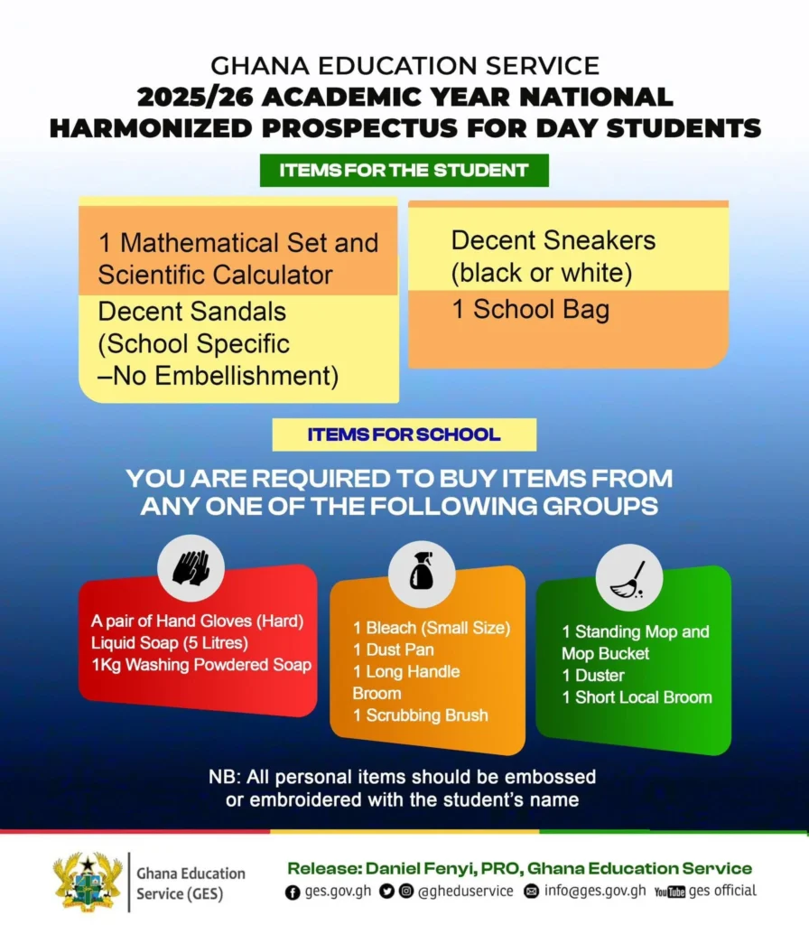 Ghana Education Service (GES) has released the 2025/26 Harmonized Prospectus for SHS1