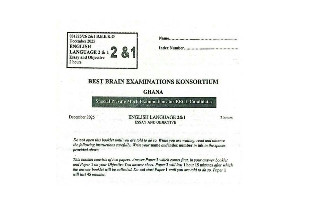 BEST BRAIN Dec 2025 BECE English Mock Questions and Answers