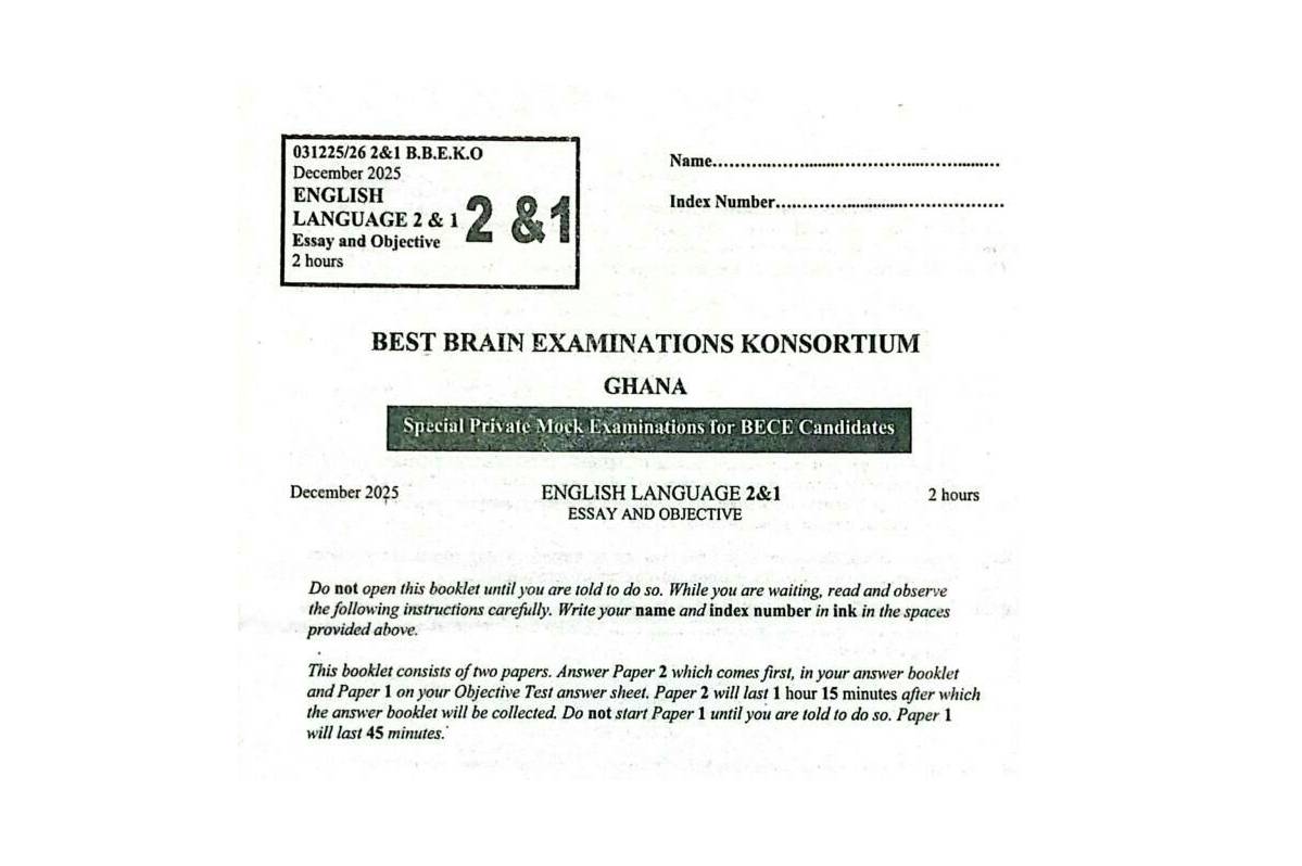 BEST BRAIN Dec 2025 BECE English Mock Questions and Answers (PDF Download)