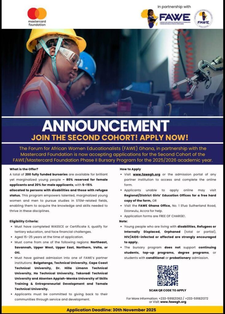 FAWE & Mastercard Foundation Announce 200 Fully Funded STEM Bursaries