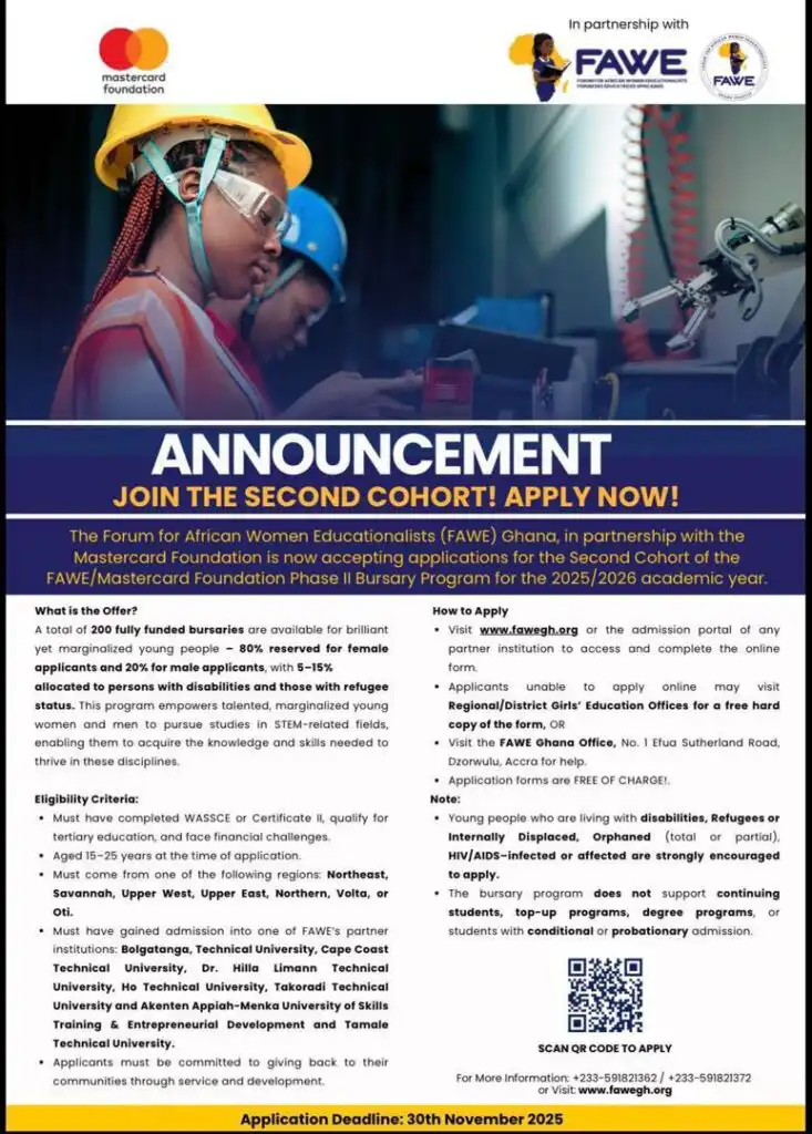 FAWE & Mastercard Foundation Announce 200 Fully Funded STEM Bursaries