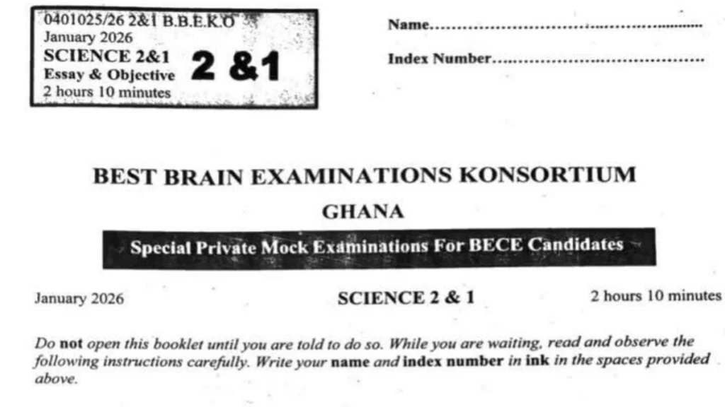 January 2026 BECE Best Brain Science Mock Leaks