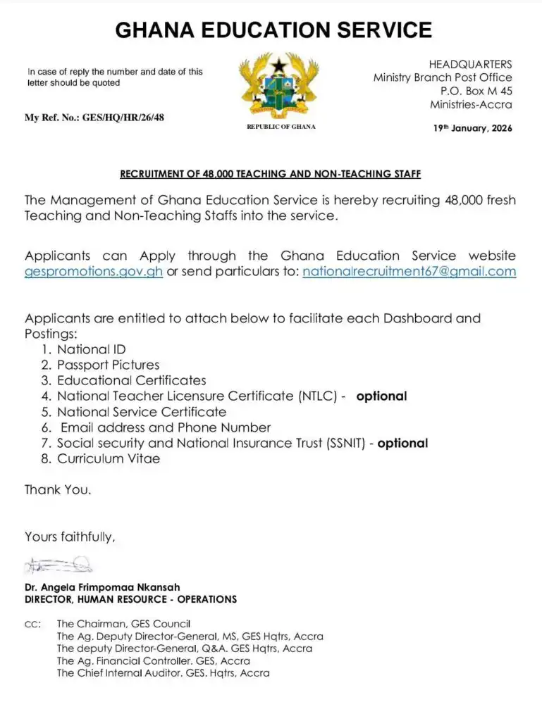 GES Really Recruiting 48,000 Teachers 