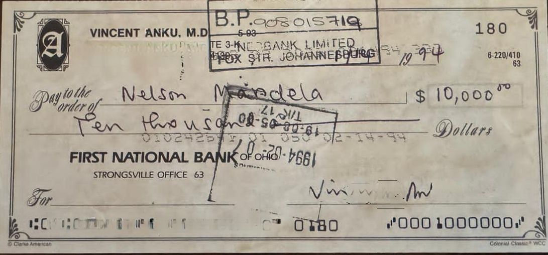 The 1994 $10,000 Cheque From Ghanaian to Mandela That Shames Today’s Xenophobia