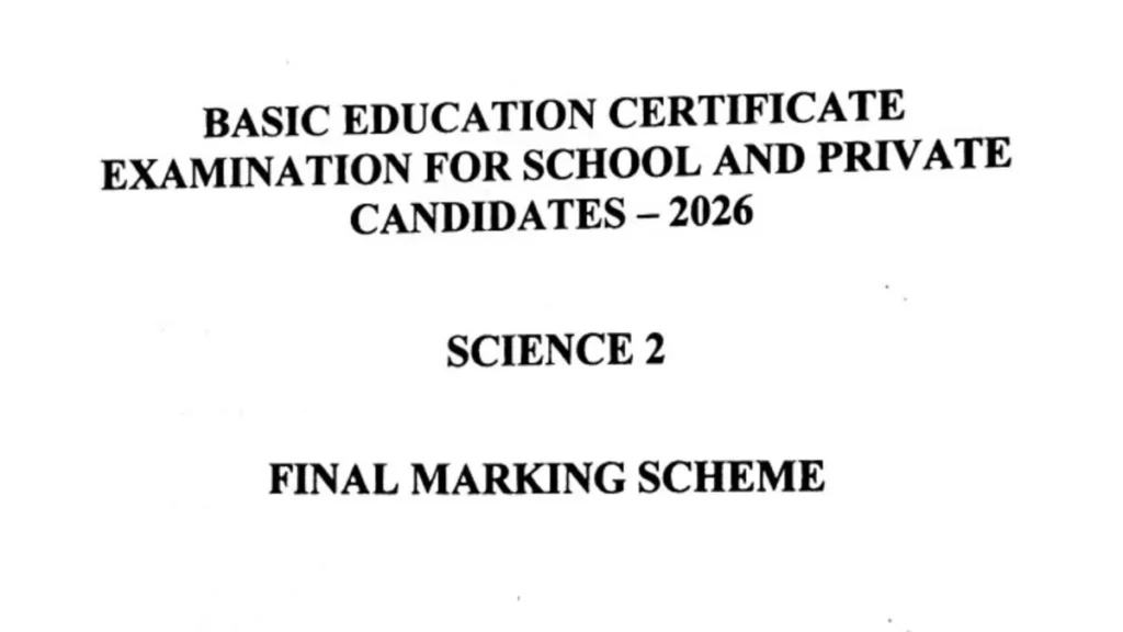 2026 BECE Science Marking Scheme