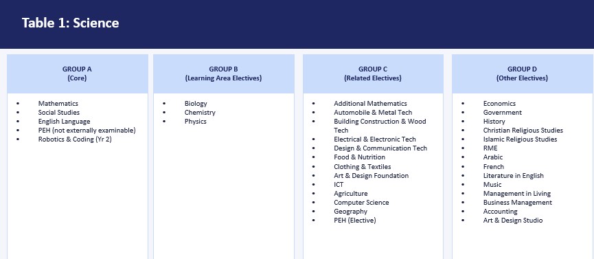 WAEC WASSCE Programmes Subject Combinations1