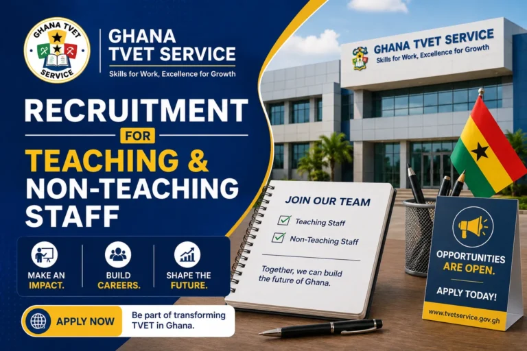 TVET Service 2026 Recruitment Application Status Out Today, GES Not In Sight