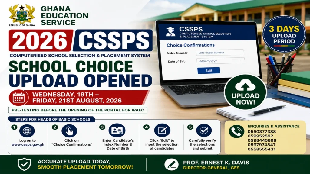 GES Opens 2026 CSSPS School Choice Upload