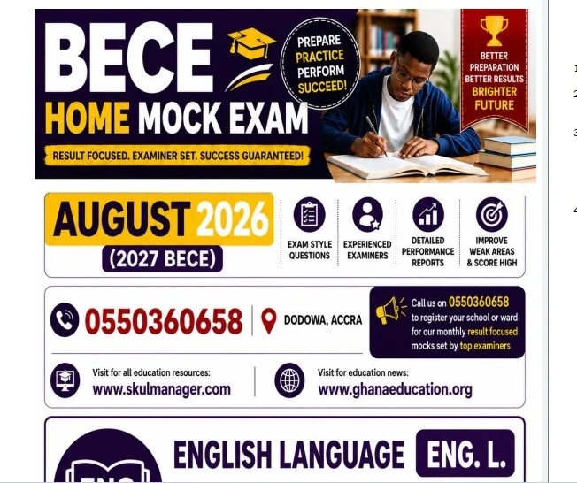 Download August 2026 BECE Home Mock English Language