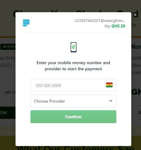 Paystack details for buying WASSCE Checkers