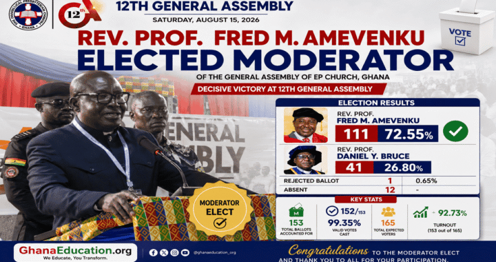 Rev. Prof. Amevenku Elected Moderator of EP Church