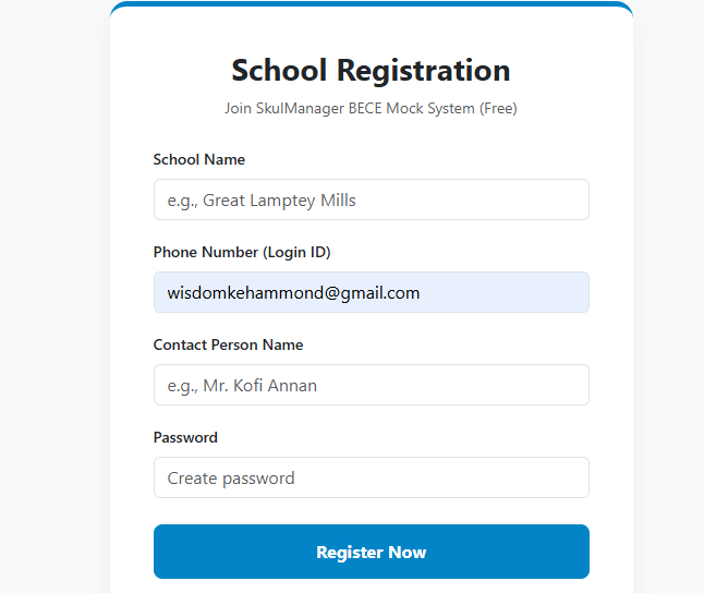 register school for BECE MOCK ANALAYSIS ENGINE