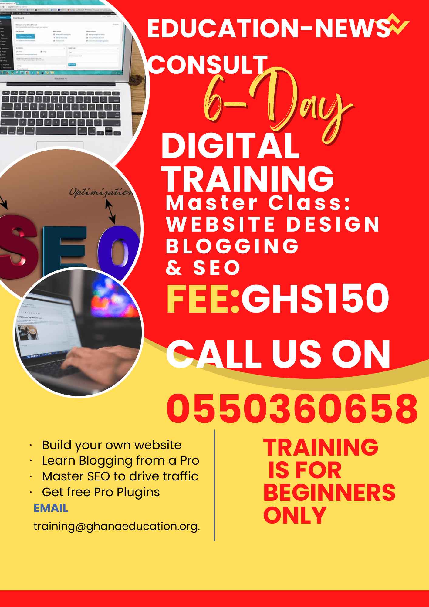 Join the Special Christmas Online Website, SEO, and Blogging Training for Beginners. In this training to be organized on WhatsApp and Zoom, participants will learn the practical aspects of building websites, learning SEO basics, and mastering the act of writing quality content that drives traffic. 